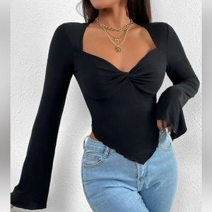 NEW! BLACK LONG SLEEVE ASYMMETRICAL SHIRT